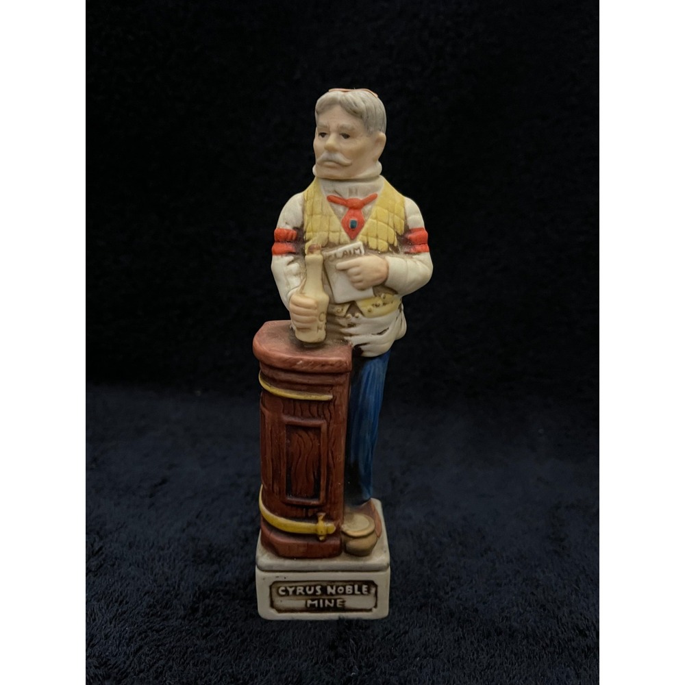 Vintage 1974 Cyrus Noble Mine Whiskey Decanter Haas Brothers Porcelain Figurine
